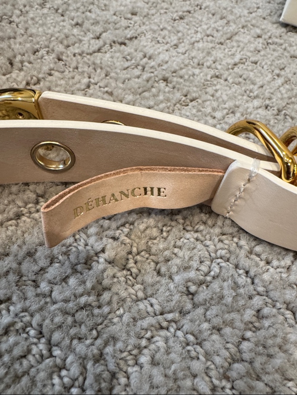 DÉHANCHE Cream Leather Belt with Gold Hardware - Picture 5 of 7